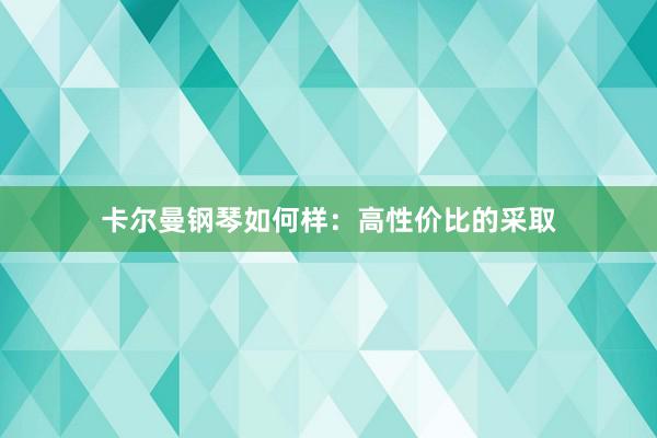 卡尔曼钢琴如何样：高性价比的采取